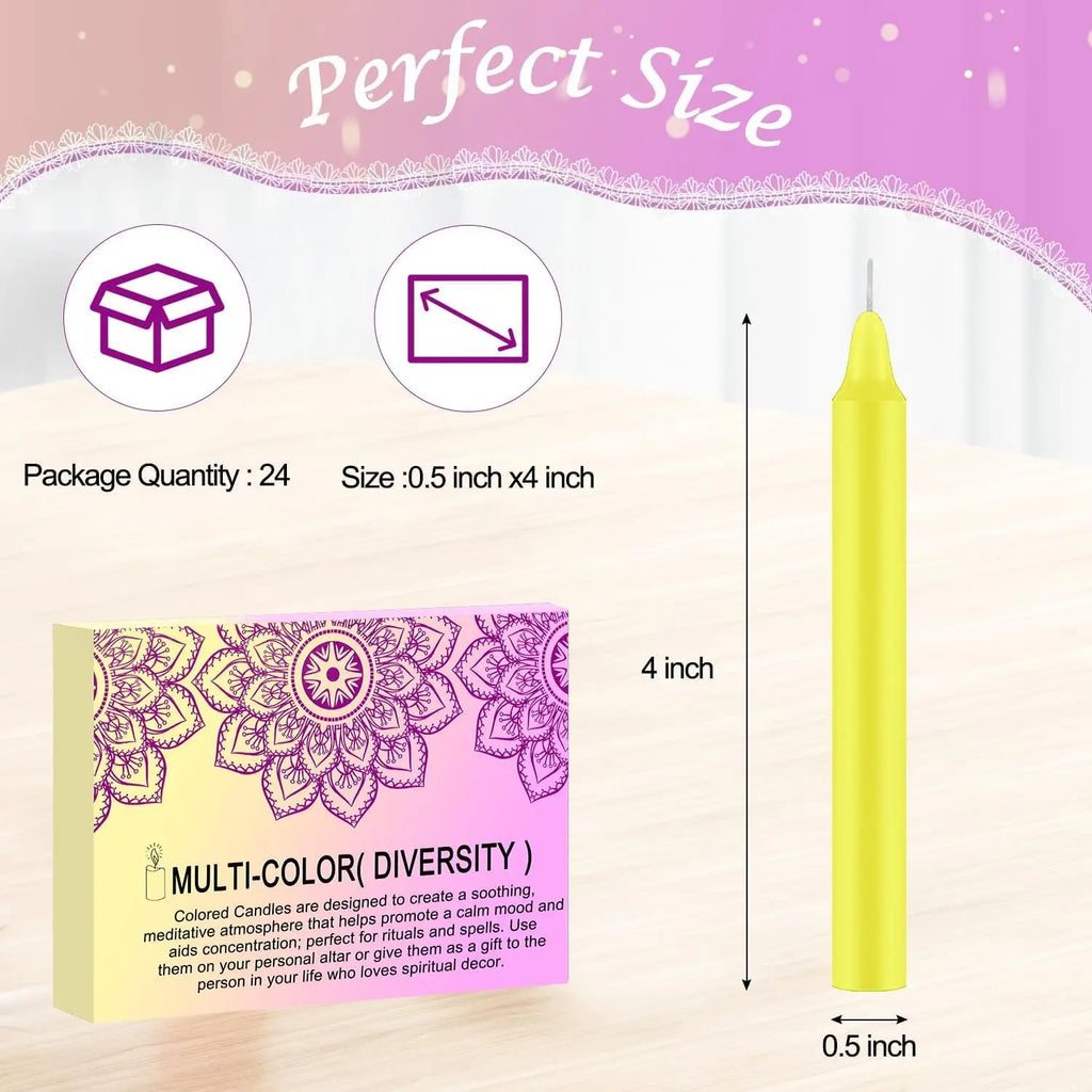 Coloured Soy Wax Taper Candles — Drip-Free & Smokeless, Set of 24