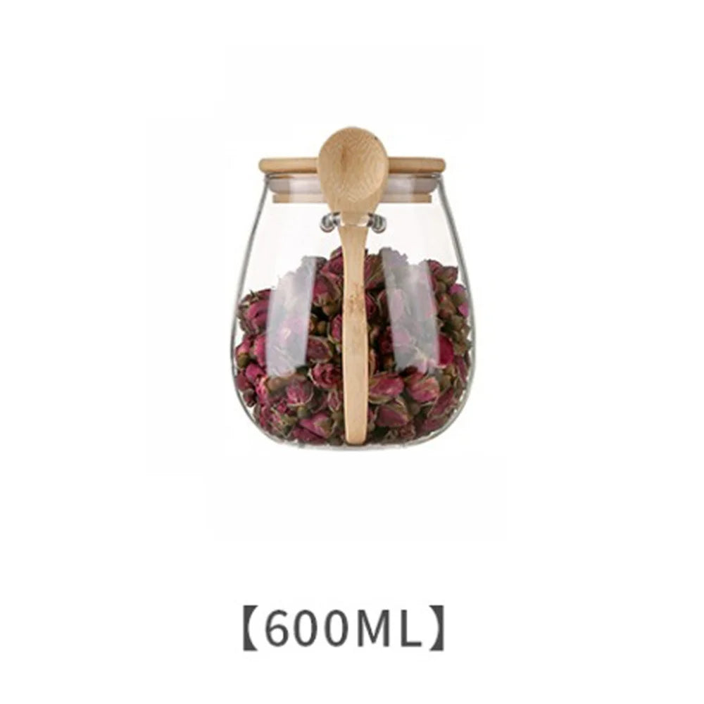 Airtight Glass Storage Jar with Bamboo Lid — For Coffee, Tea & Dry Goods