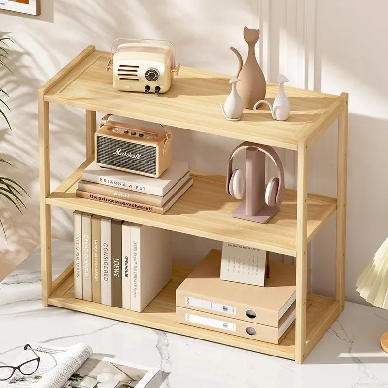 Wooden Desktop Storage Rack — Multi-Layer Organizer for Office & Home