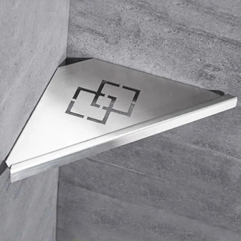 Single-Tier 304 Stainless Steel Corner Shower Shelf — Wall-Mounted, 33.5×21cm