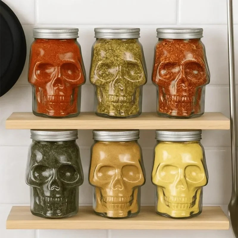 Transparent Skull Plastic Jars — Set of 6, Party & Halloween Decoration