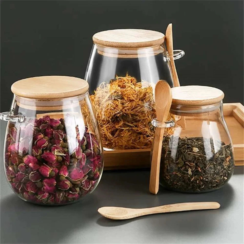 Airtight Glass Storage Jar with Bamboo Lid — For Coffee, Tea & Dry Goods