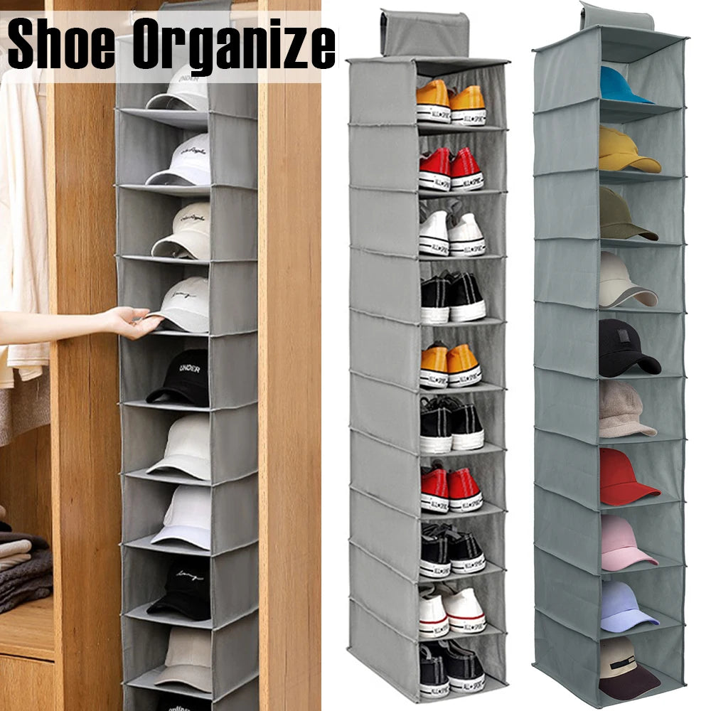10-Layer Hanging Shoe Organizer for Closet