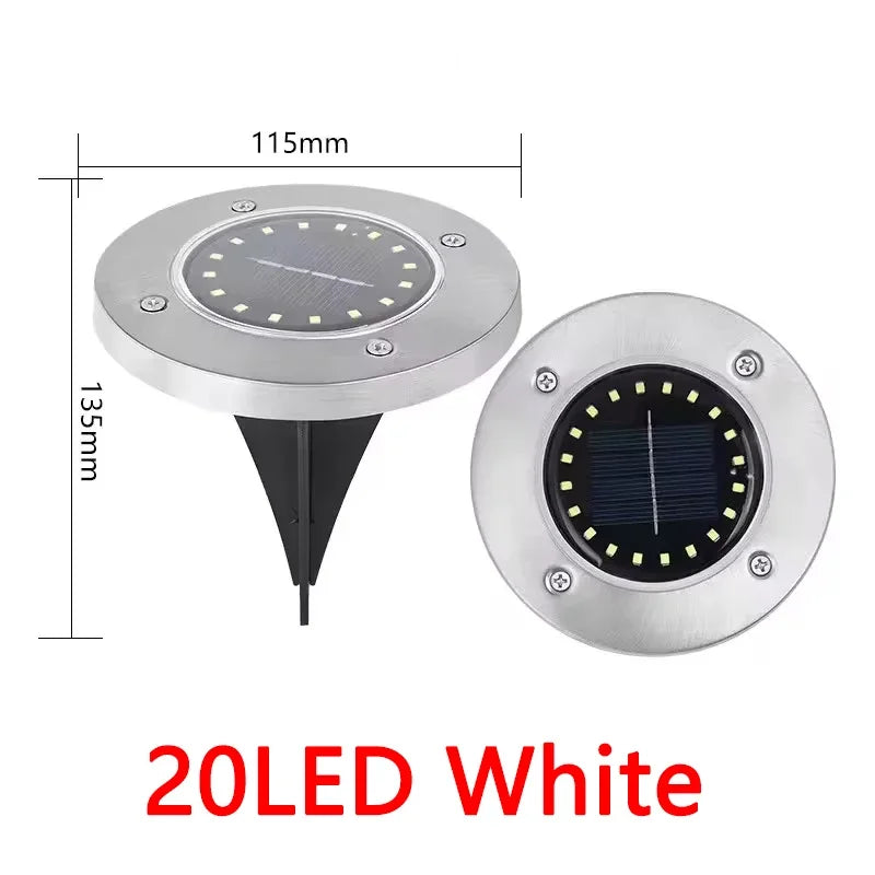Solar Ground Disk Lights — Waterproof, Auto On/Off, Garden & Lawn
