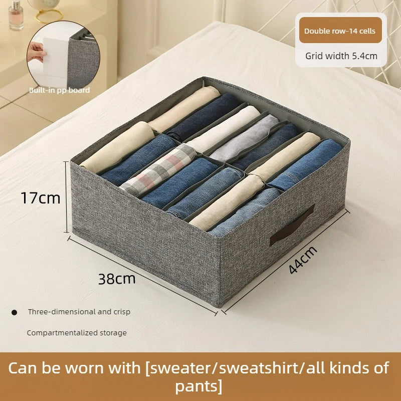 Foldable Clothing Storage Box with Double Compartments for Home And Dorm Drawer Organization