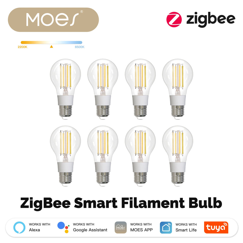 MOES ZigBee Smart Filament Bulb E27 — Tuya App, Alexa & Google Compatible