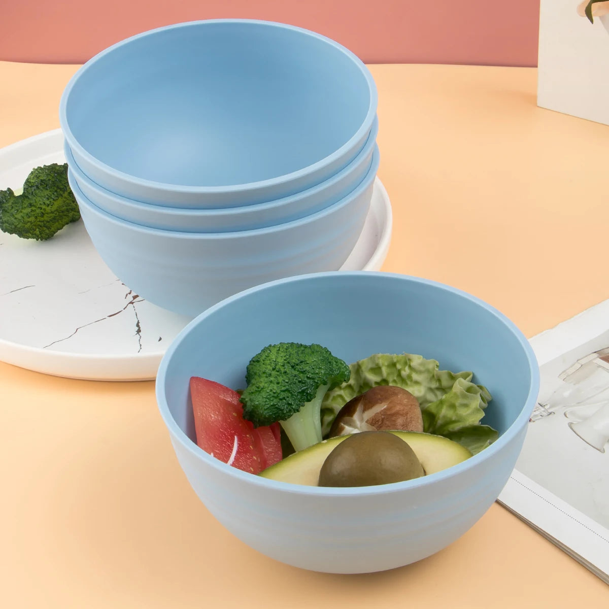 Reusable Plastic Snack & Fruit Bowls — Set of 4, CE Certified
