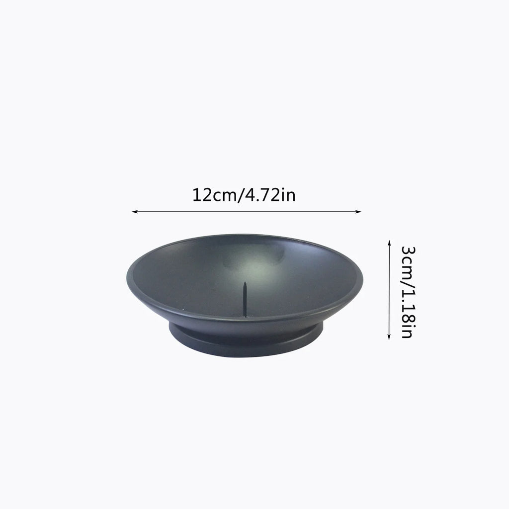 Black Iron Pillar Candle Plate Stand — Decorative Pedestal Holder