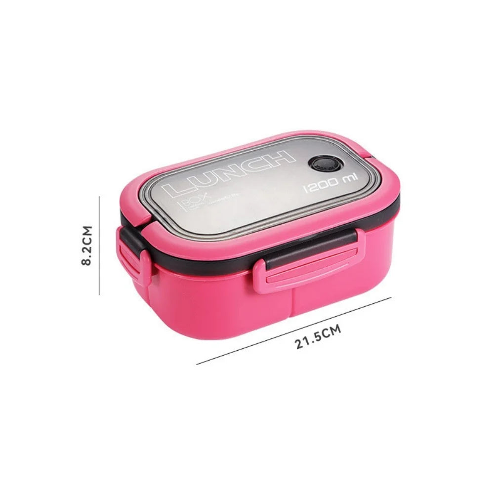 2-Layer Bento Lunch Box with Spoon & Fork — Leakproof, Portable