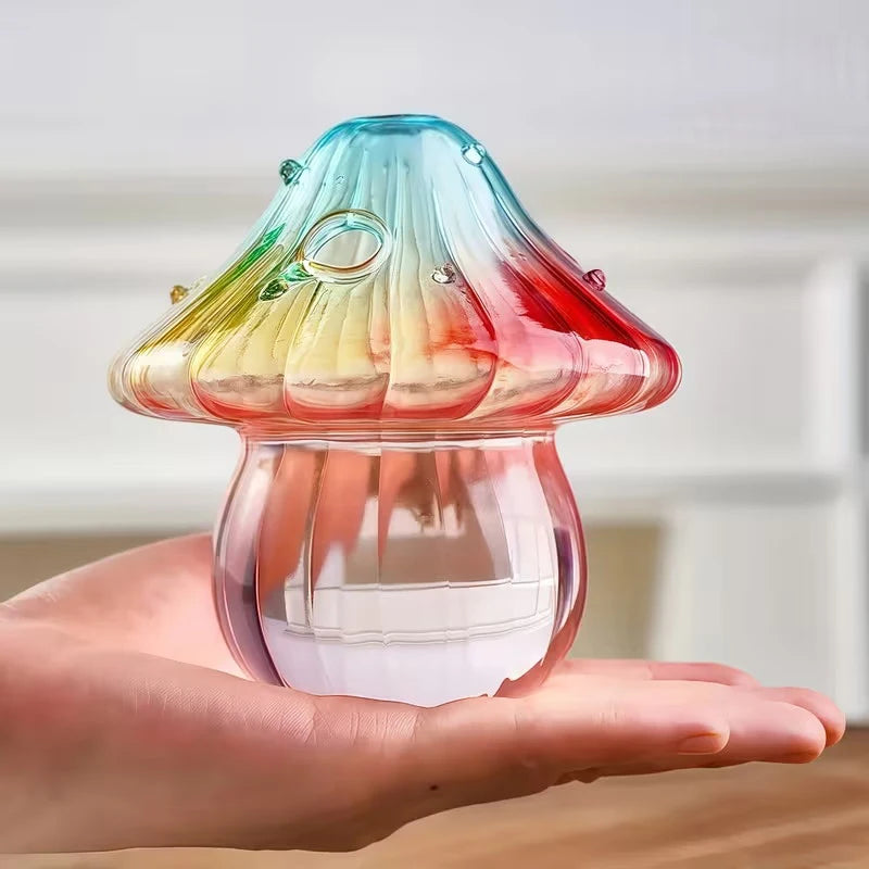 Colourful Stained Glass Mushroom Vase — Hydroponic & Aromatherapy Decoration