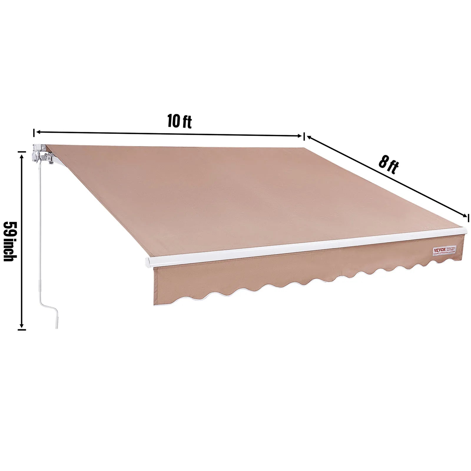 SucceBuy Manual Retractable Awning – UV80+ Waterproof Patio Sunshade 10×8ft