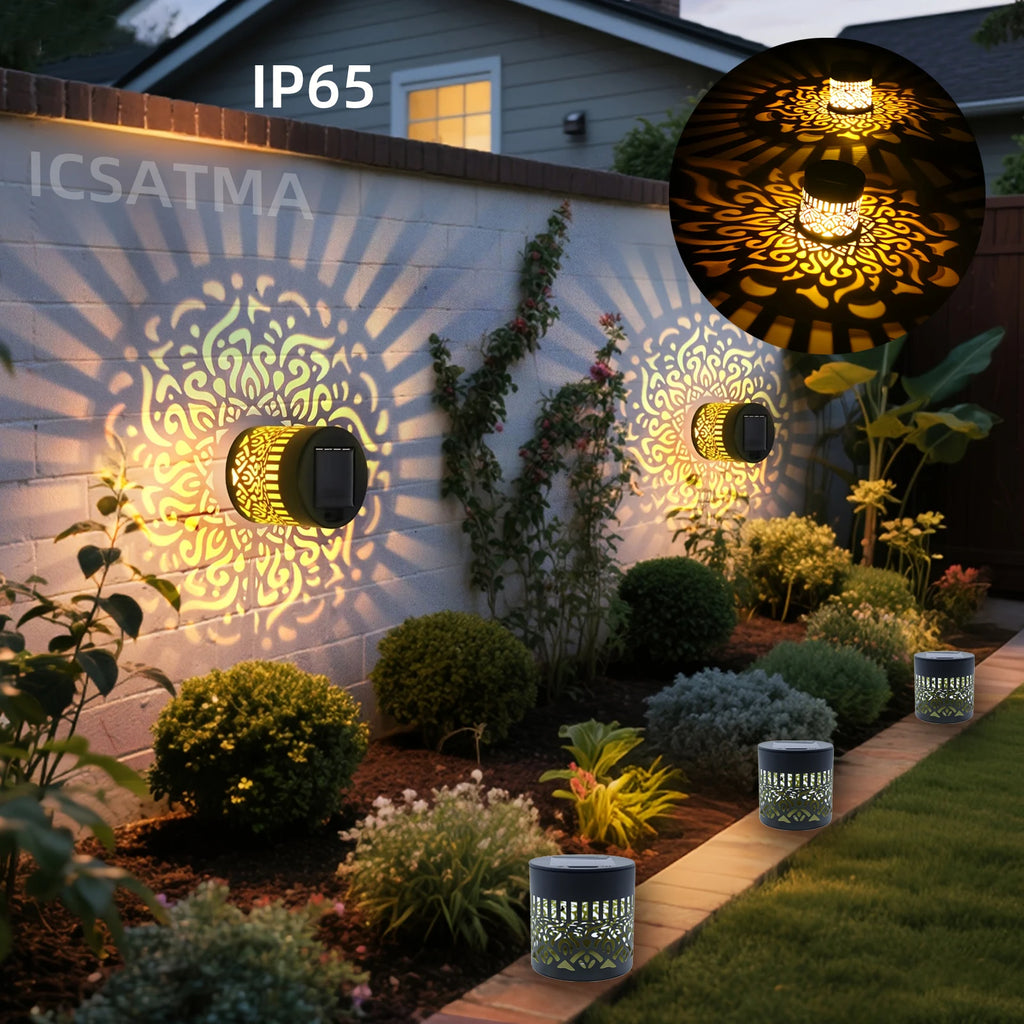 Solar LED Warm Wall Light – IP65 Globe Iron Lamp for Garden, Steps & Courtyard