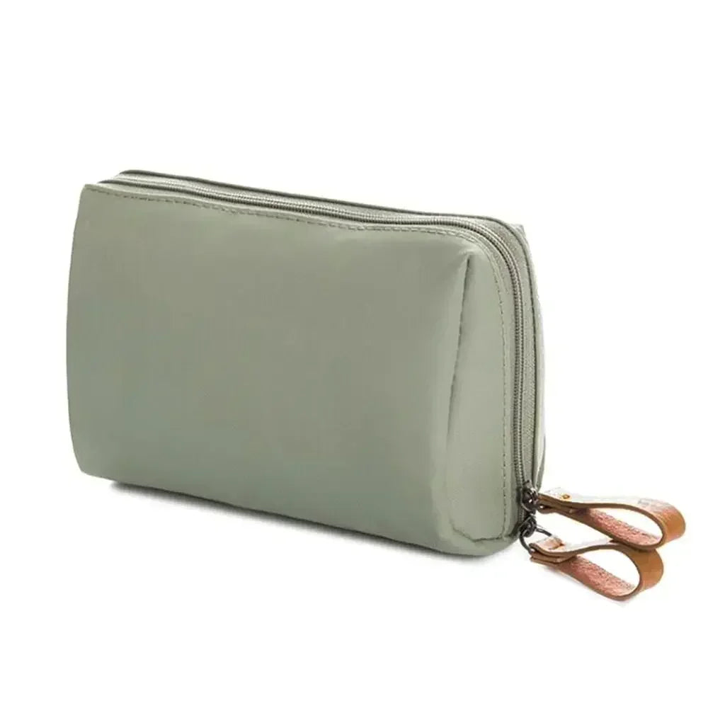 Korean-Style Nylon Cosmetic Bag — Waterproof Solid Colour Makeup Pouch