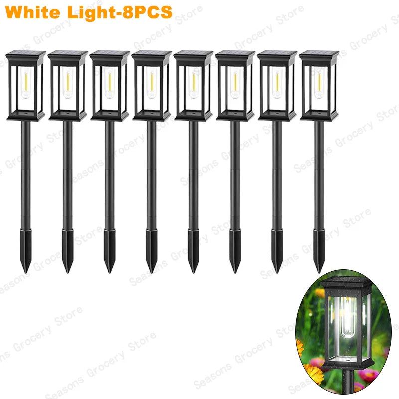 IP65 Waterproof Solar Garden Lights White Warm Light Outdoor Landscape Walkway Lighting Lawn Porch Patio Ambiance Lights