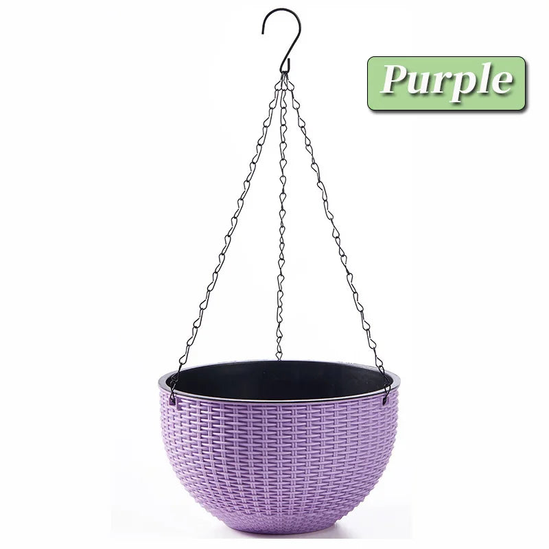Hanging Hanging Plastic Flower Pot European Style Honeycomb Pattern Imitation Rattan Flower Pot Hanging Indoor Hanging Basket