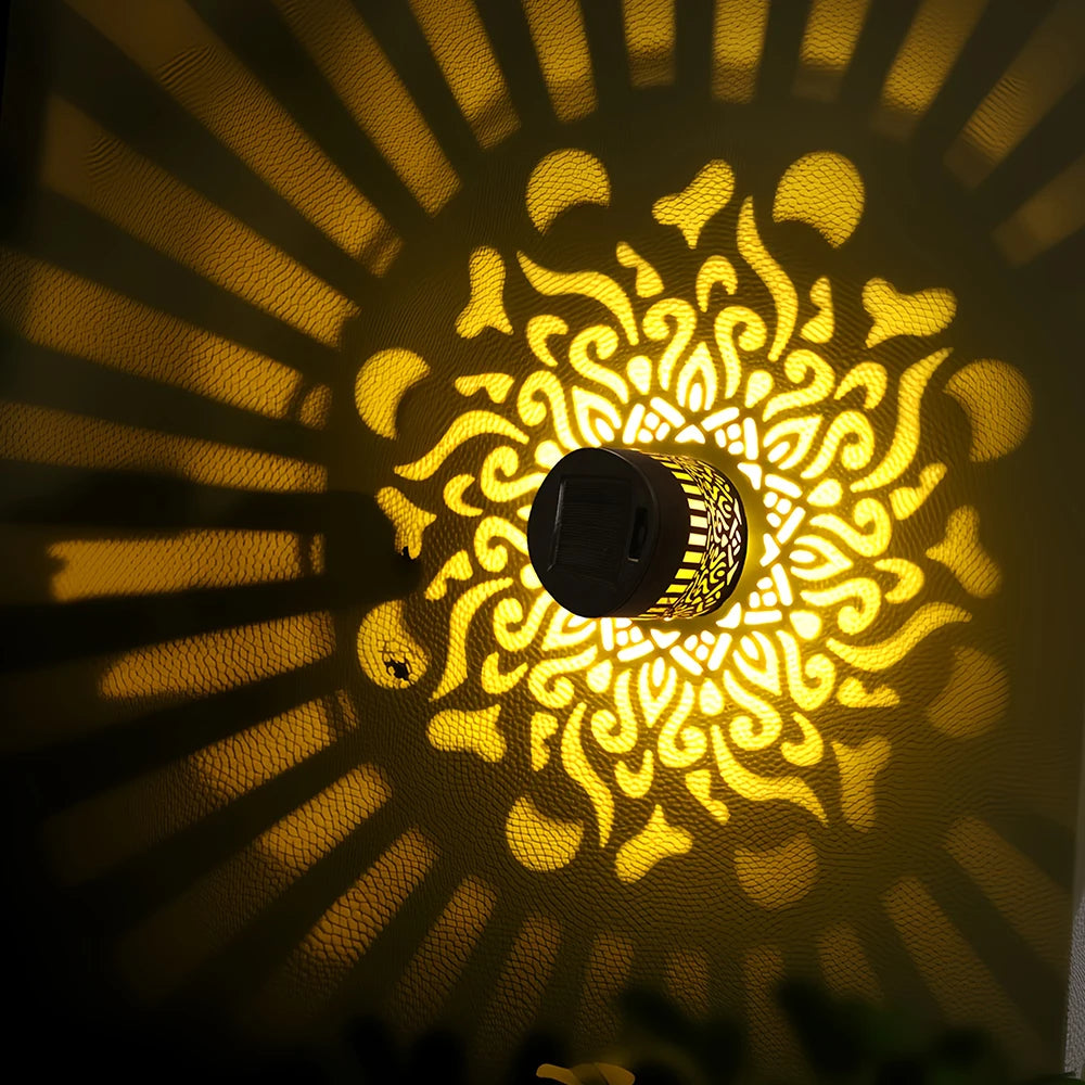 Solar LED Warm Wall Light – IP65 Globe Iron Lamp for Garden, Steps & Courtyard