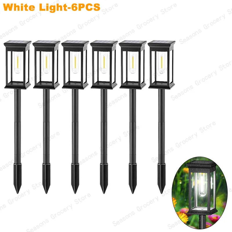 IP65 Waterproof Solar Garden Lights White Warm Light Outdoor Landscape Walkway Lighting Lawn Porch Patio Ambiance Lights