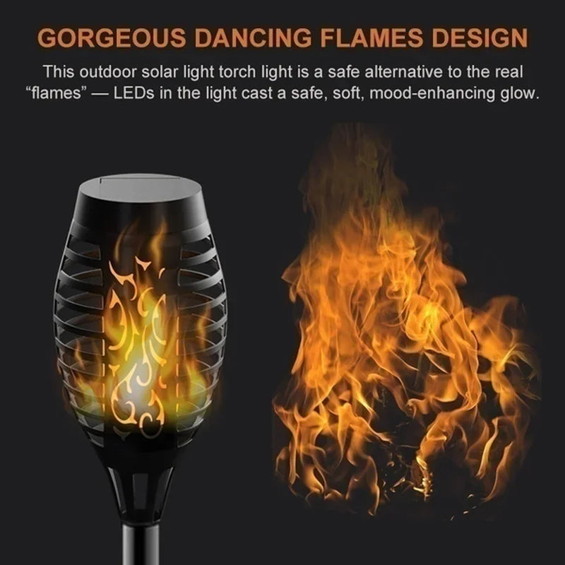 Solar Flame Torch Lights – IP65 Flickering LED Garden Stake Lamps (1–10 pcs)