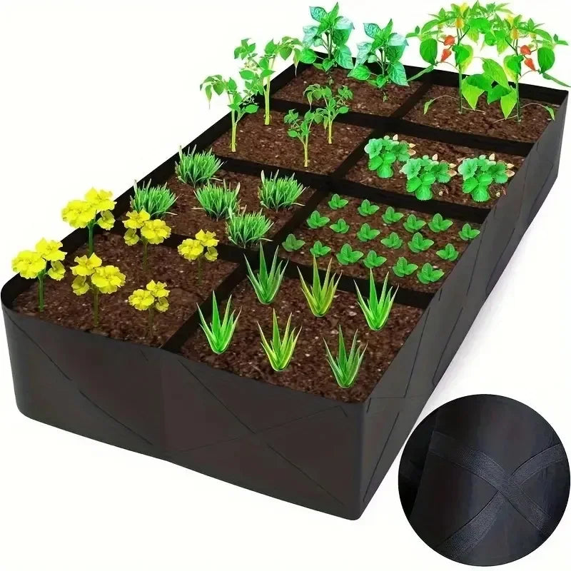 128-Gallon Multi-Grid Rectangular Planting Bag – 8-Pocket Seedling Bed (160×60×30 cm)