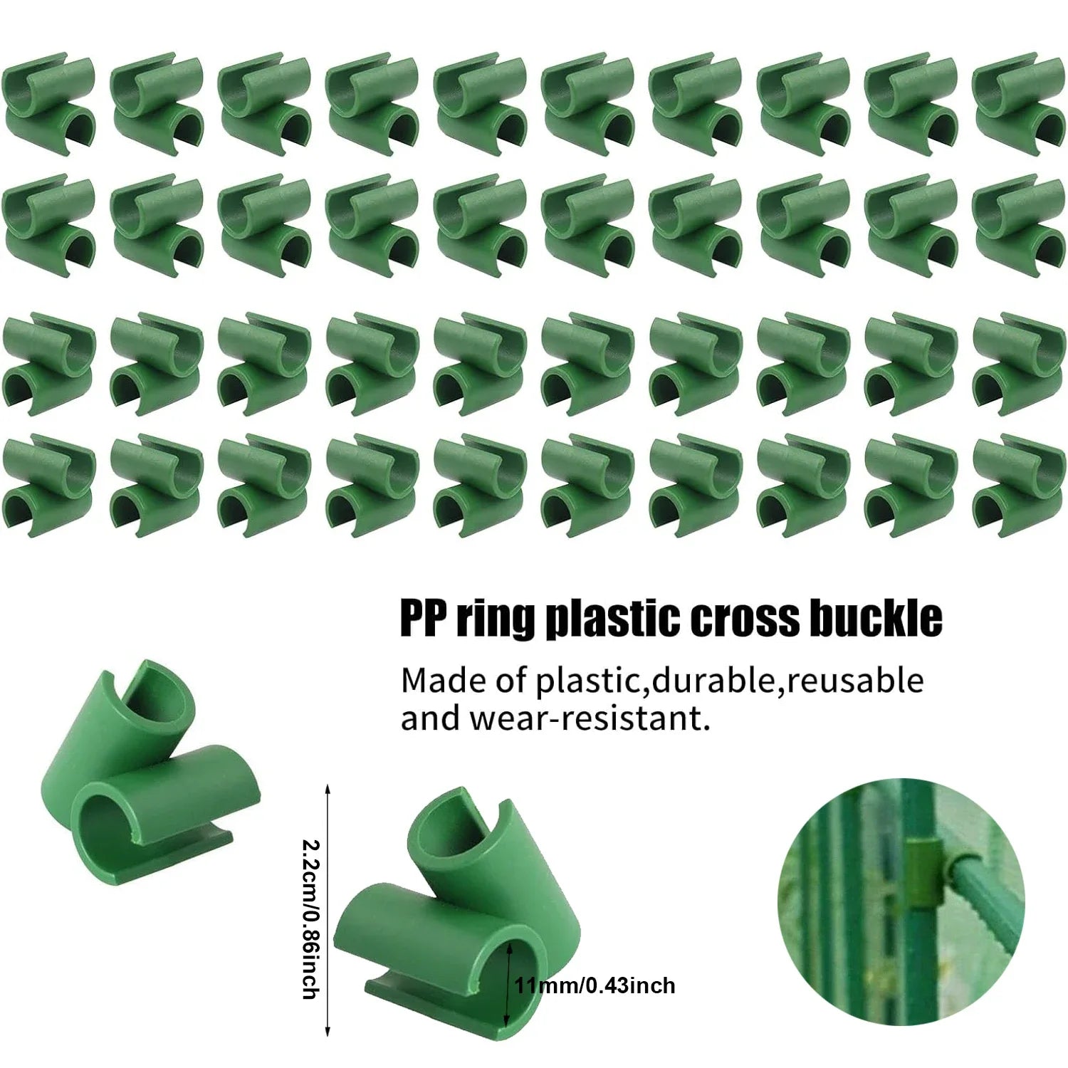 Plant Support A/B-Type Fixed Clip Connector – PP Plastic Stake Connector for Climbing Vines & Greenhouse Frames (10 pcs)