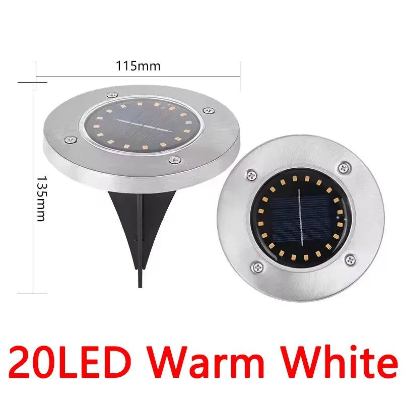Solar Ground Disk Lights — Waterproof, Auto On/Off, Garden & Lawn