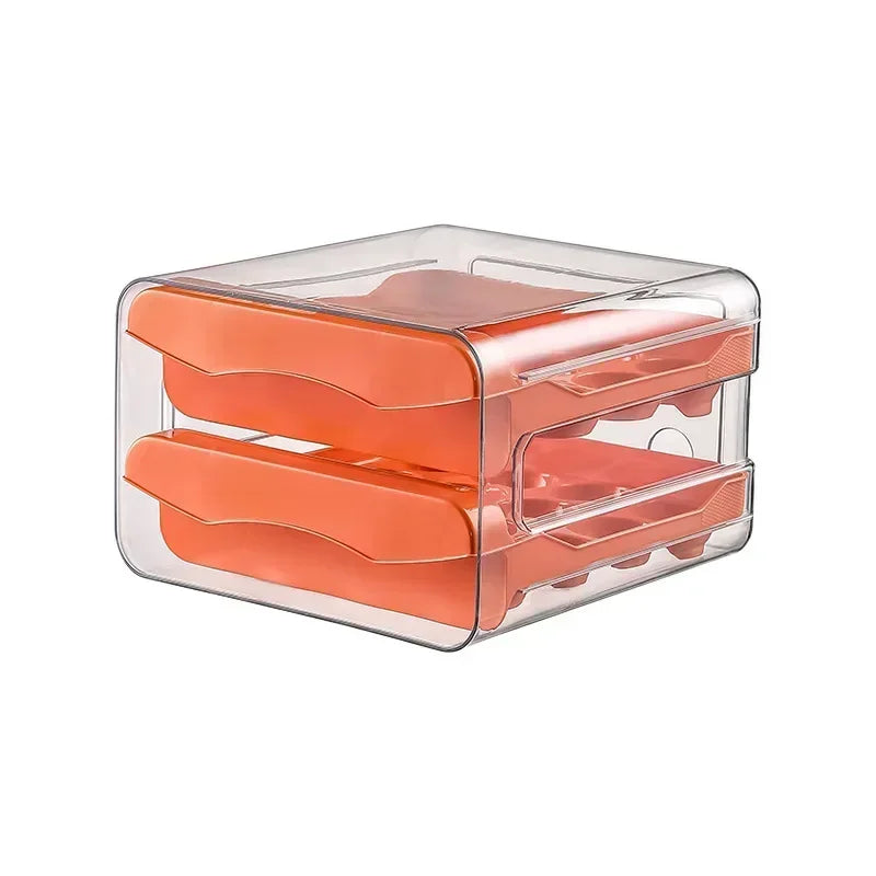 Double-Drawer Egg Box — 32 Grid, Dustproof, Fridge Organizer