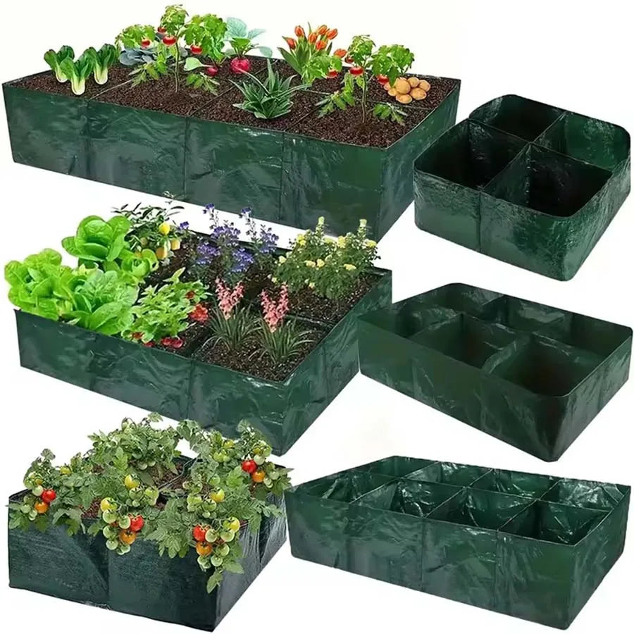 Multi-Grid Round Grow Bag – 4/6/8 Compartment PE Planter for Vegetables & Flowers