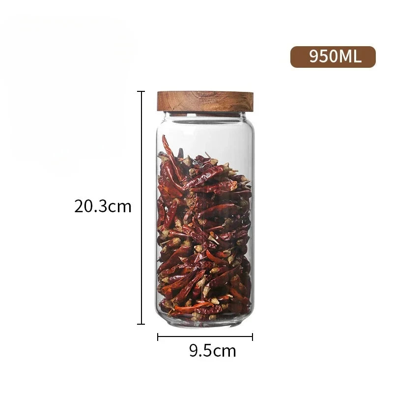 Glass Airtight Canister with Wooden Lid — Japanese Style, Kitchen & Pantry