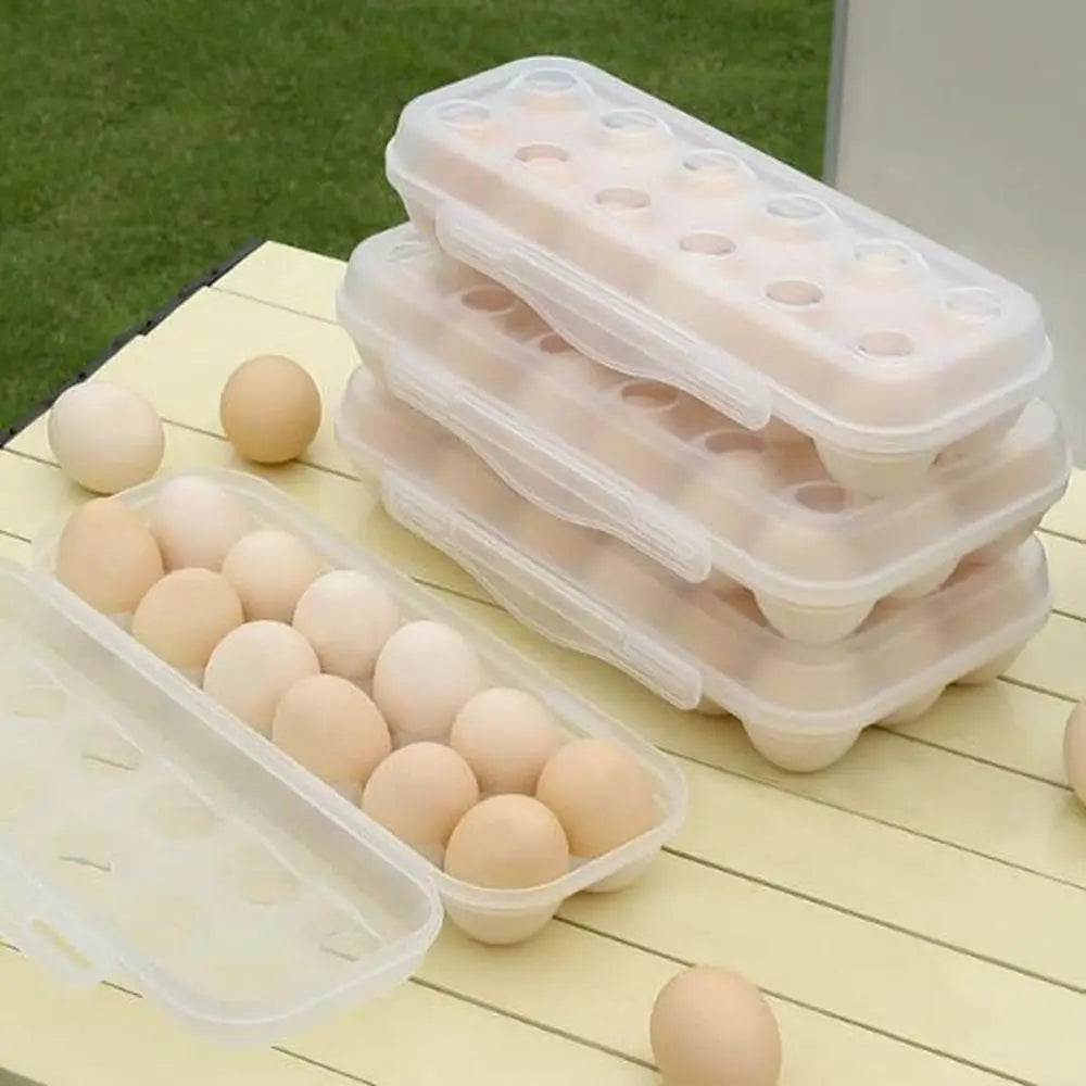 Snap-On Egg Storage Box with Lid — Stackable, for Fridge & Outdoor