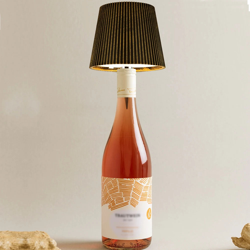 Wireless Wine Bottle LED Lamp — Touch Dimming, USB Rechargeable