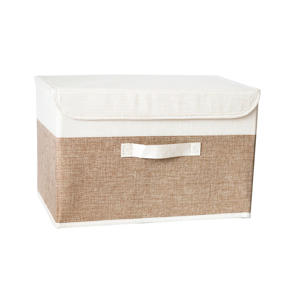 Foldable Cotton Linen Storage Basket with Lid
