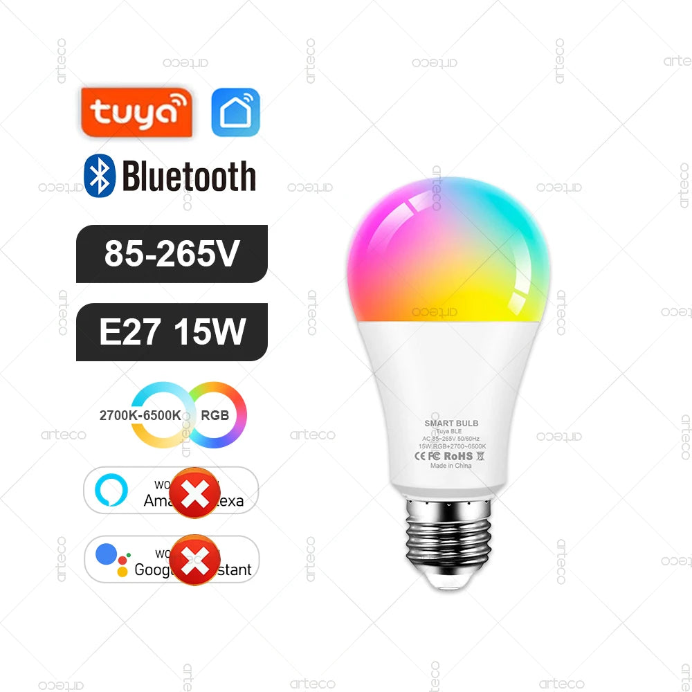 Tuya Smart Bulb — ZigBee, WiFi or Bluetooth, E27 / E14 / GU10, RGBCW