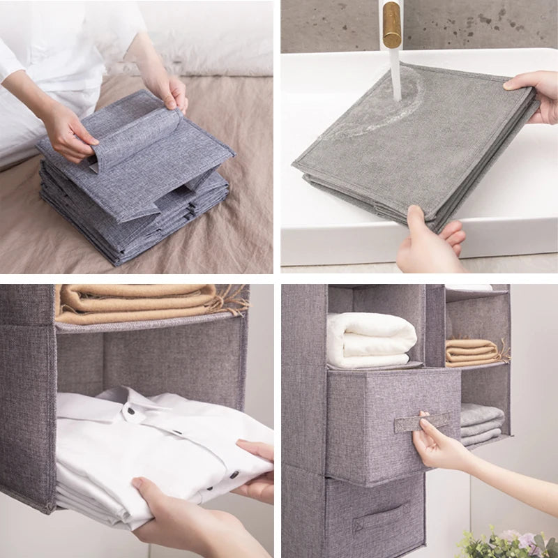 Foldable Non-Woven Hanging Storage Bag — 1 to 5 Layers, Closet Clothes Organizer