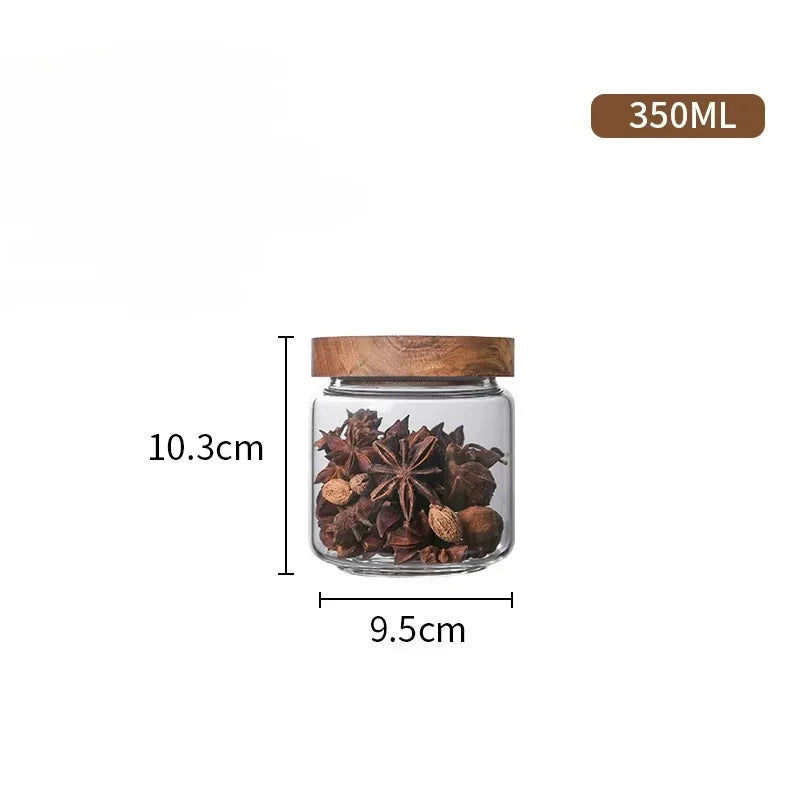 Glass Airtight Canister with Wooden Lid — Japanese Style, Kitchen & Pantry