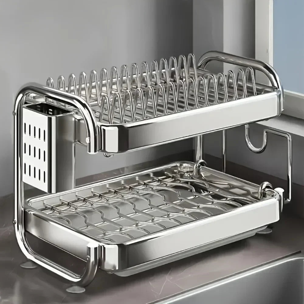 Stainless Steel Multilayer Dish Drying Rack — Rustproof, Space-Saving
