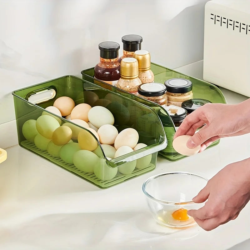 Fridge Drawer Storage Box with Handle — Multipurpose, Draining Design