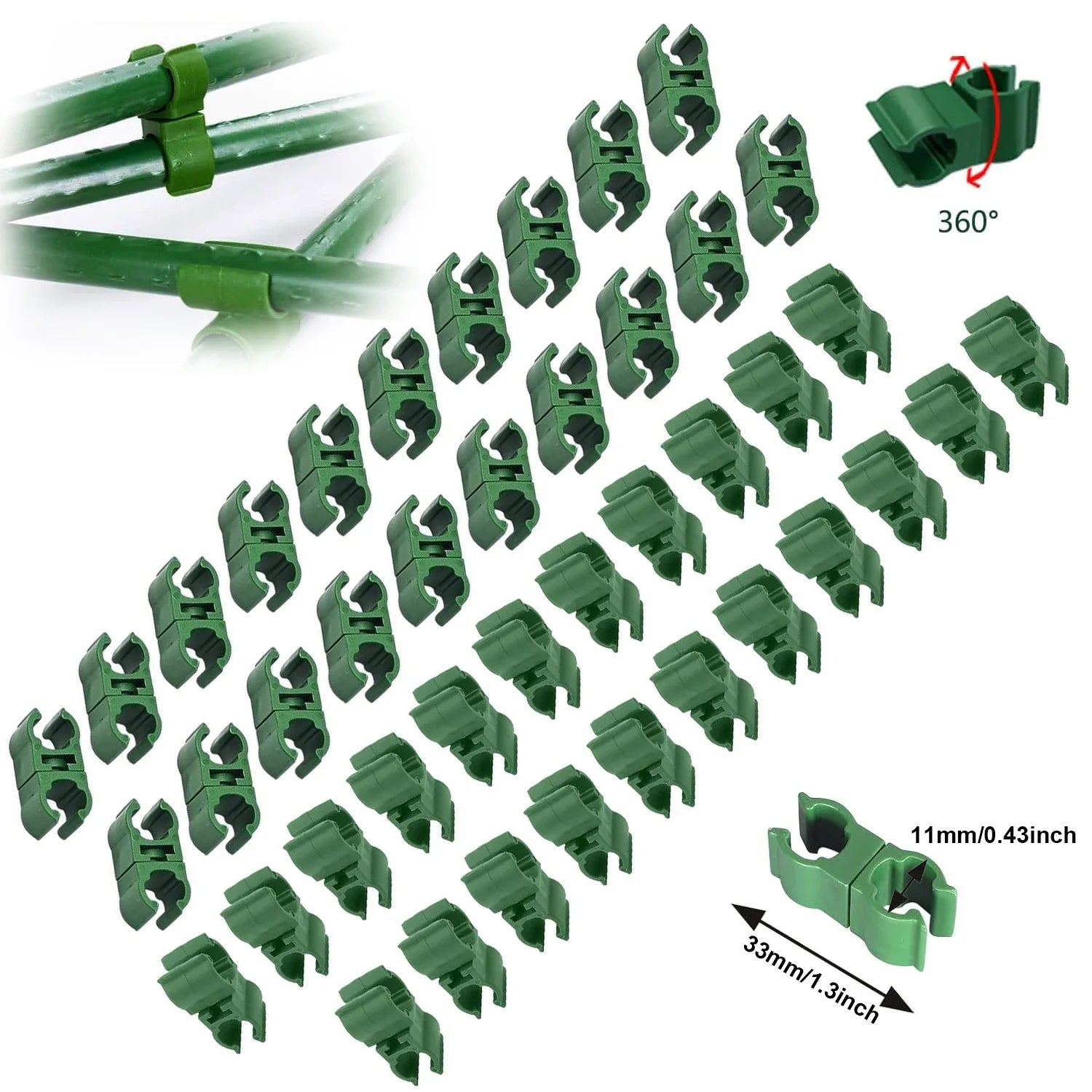 Plant Support A/B-Type Fixed Clip Connector – PP Plastic Stake Connector for Climbing Vines & Greenhouse Frames (10 pcs)