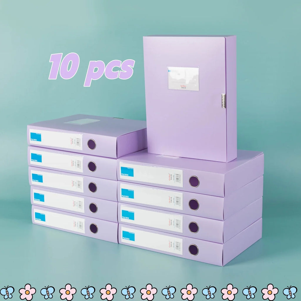 Thickened A4 Document Storage Boxes — Set of 10
