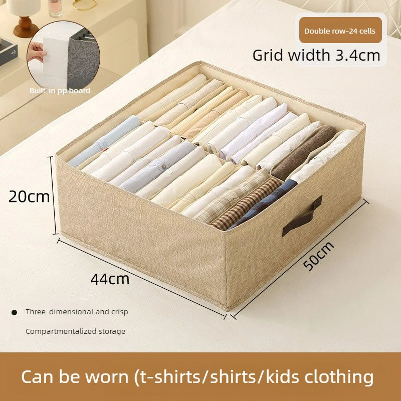 Foldable Clothing Storage Box with Double Compartments for Home And Dorm Drawer Organization