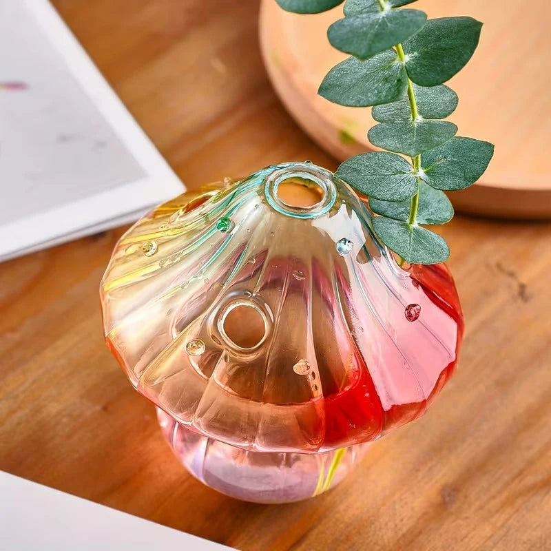 Colourful Stained Glass Mushroom Vase — Hydroponic & Aromatherapy Decoration