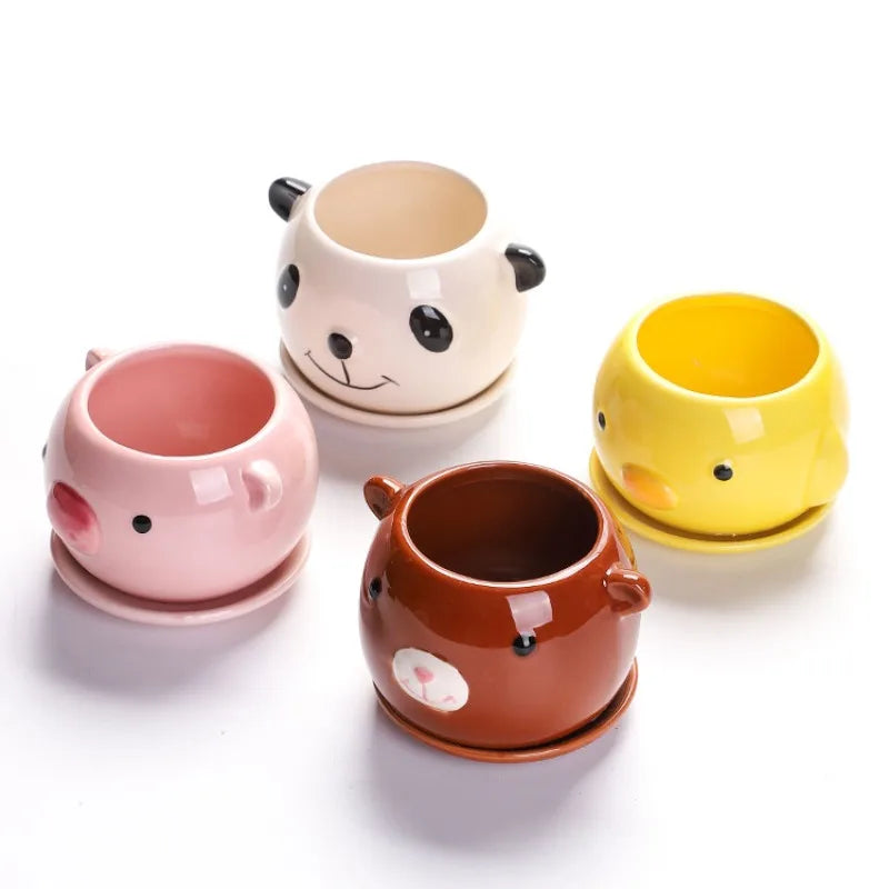 Cartoon Animal Succulent Flowerpot – Lightweight Breathable Ceramic Planter