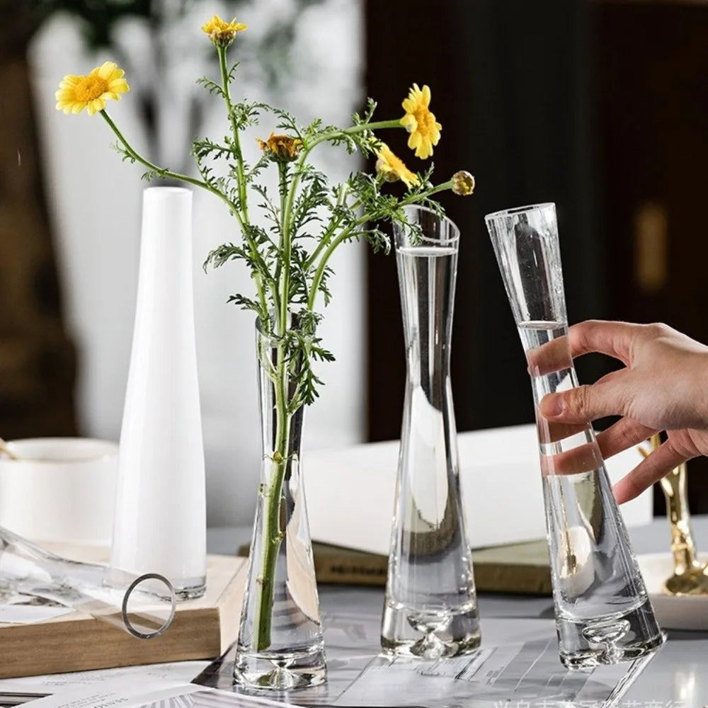 Borosilicate Glass Slanted Mouth Vase — European Style, 2 Designs