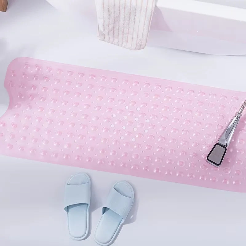 PVC Non-Slip Shower Mat with Suction Cups & Drain Holes — Machine Washable