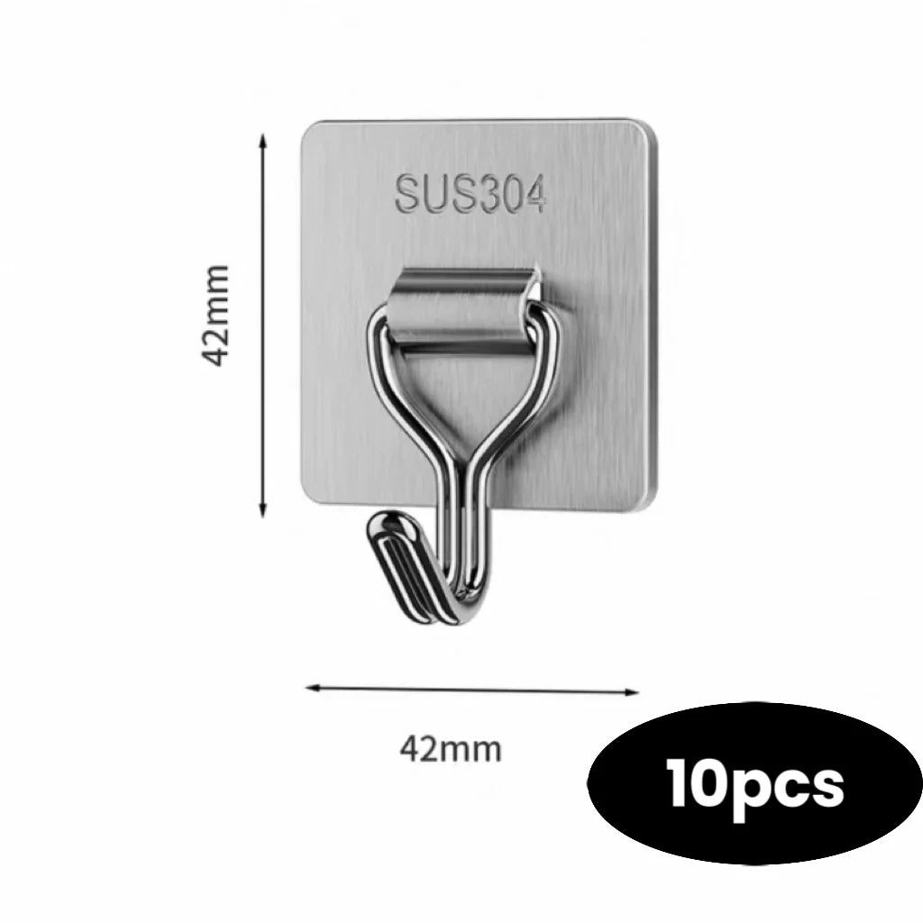 Self-Adhesive 304 Stainless Steel Wall Hook — Towel & Coat Hanger