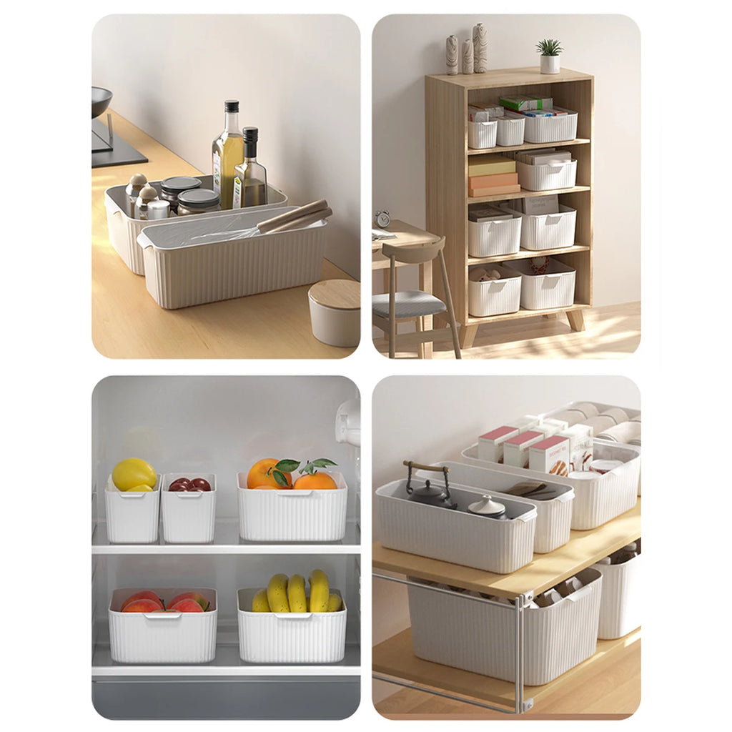 Stackable Plastic Storage Box with Handle — Kitchen, Bathroom & Desktop
