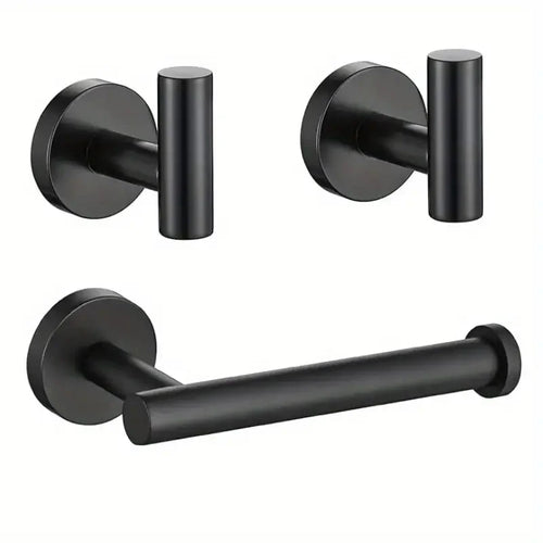 3-Piece Stainless Steel Bathroom Hardware Set — Towel Holder & Toilet Paper Holder