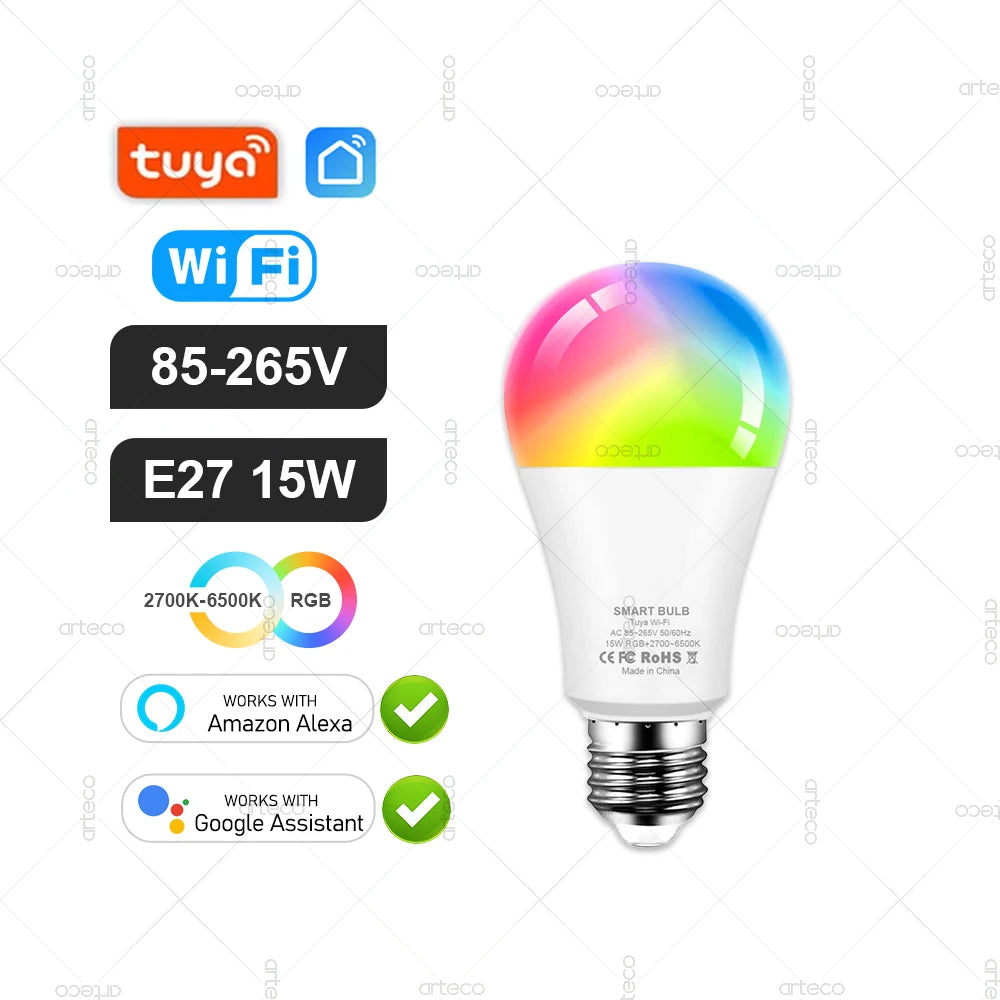 Tuya Smart Bulb — ZigBee, WiFi or Bluetooth, E27 / E14 / GU10, RGBCW