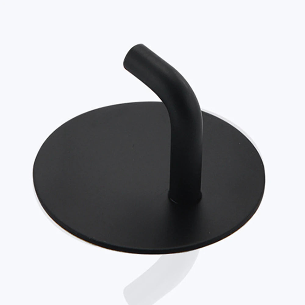 Self-Adhesive Stainless Steel Wall Hook — Set of 2, Black or White