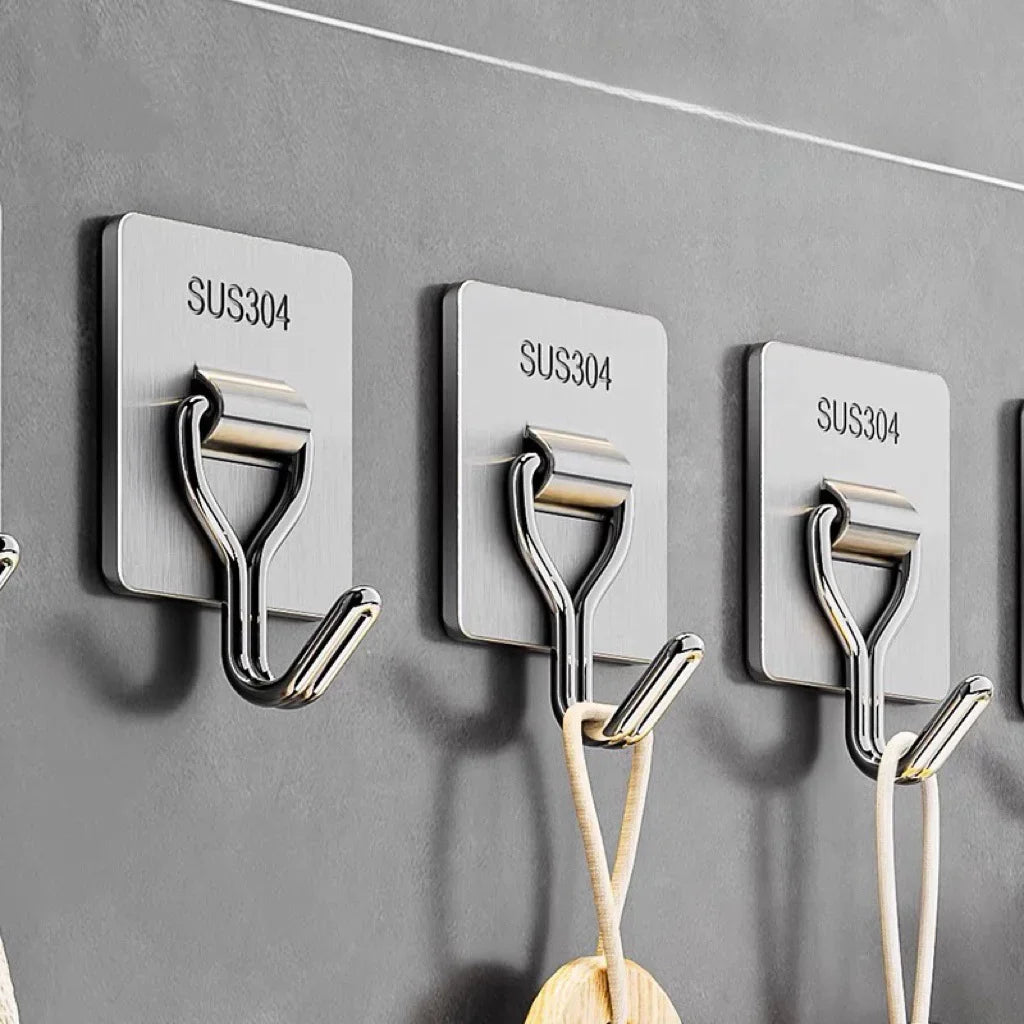 Self-Adhesive 304 Stainless Steel Wall Hook — Towel & Coat Hanger