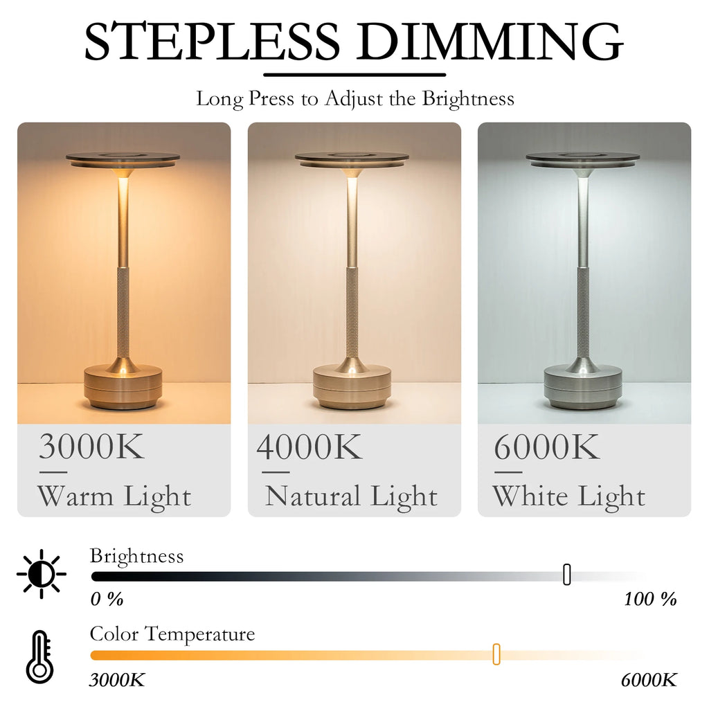 Wireless LED Table Lamp Set of 2 — Touch Sensor, 3 Colour Temperatures